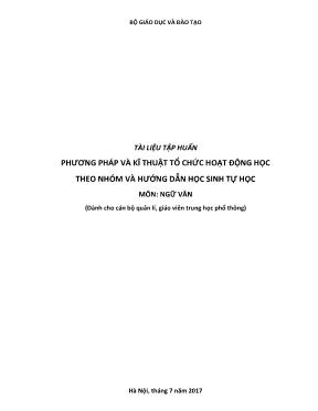 Tài liệu Phương pháp và kĩ thuật tổ chức hoạt động học theo nhóm và hướng dẫn học sinh tự học